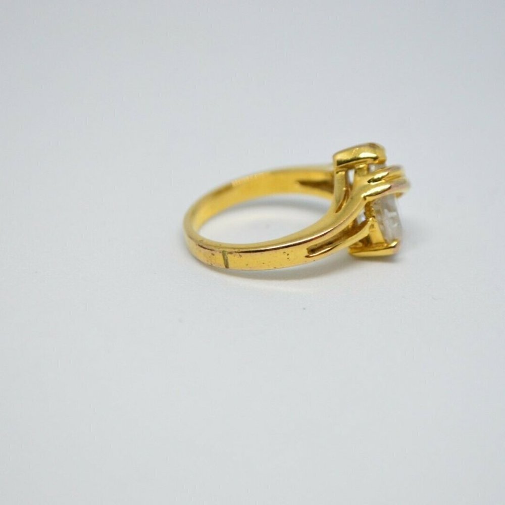 Clear Glass Rhinestone Pear Cut Solitaire Ring - Picture 3 of 4